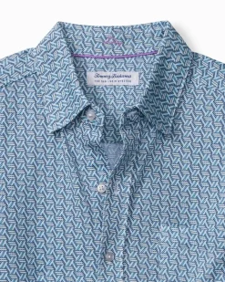 Tommy Bahama San Lucio Plaza Geo Stretch Knit Shirt Island Navy Clearance