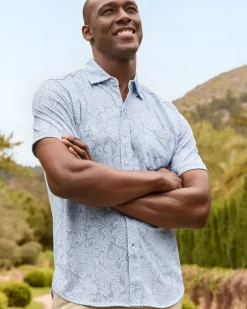 Tommy Bahama San Lucio Soiree Stretch Knit Shirt Dockside Blue Clearance