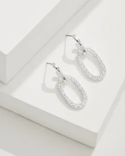 Tommy Bahama Sanibel Island Crystal Link Drop Earrings Silver Discount