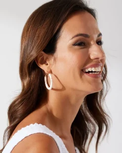 Tommy Bahama Sanibel Island Heishi Shell Hoop Earrings Pink Outlet