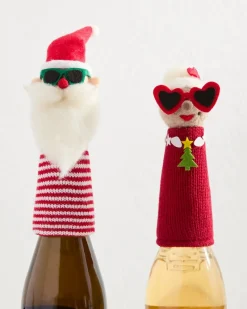 Tommy Bahama Santa & Mrs. Claus Bottle Topper Set Multicolor Outlet