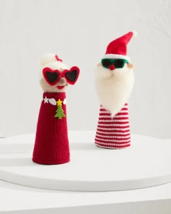 Tommy Bahama Santa & Mrs. Claus Bottle Topper Set Multicolor Outlet