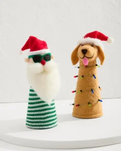 Tommy Bahama Santa & Retriever Bottle Topper Set Multicolor Clearance
