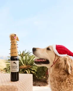 Tommy Bahama Santa & Retriever Bottle Topper Set Multicolor Clearance