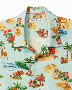 Tommy Bahama Santa Shores Silk Camp Shirt Light Sky Best