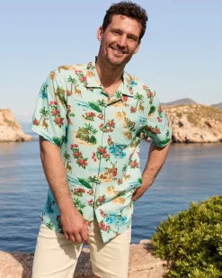 Tommy Bahama Santa Shores Silk Camp Shirt Light Sky Best