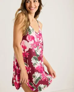 Tommy Bahama Satin Short Chemise Fuchsia Pink Clearance