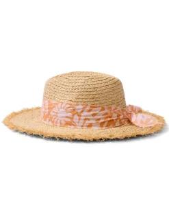 Tommy Bahama Seaside Continental Raffia Hat Natural/Coral Hot