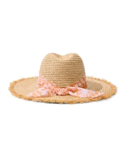Tommy Bahama Seaside Continental Raffia Hat Natural/Coral Hot