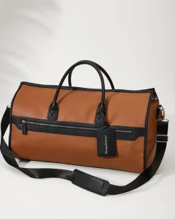 Tommy Bahama Siena Tan 2-in-1 Garment Duffel Bag Chestnut Discount