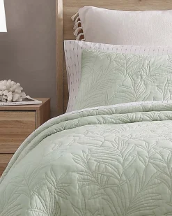 Tommy Bahama Solid Costa Sera 2-Piece King Quilted Sham Set Green New