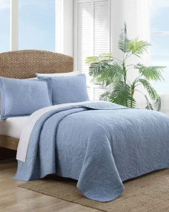 Tommy Bahama Solid Costa Sera 2-Piece Standard Quilted Sham Set Blue Best