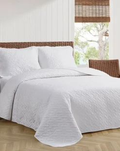 Tommy Bahama Solid King Quilt/Sham Set White Clearance