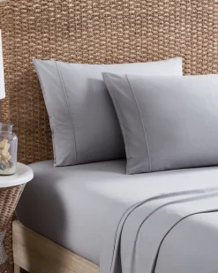 Tommy Bahama Solid 4-Piece Queen Sheet Set Dove Grey Discount