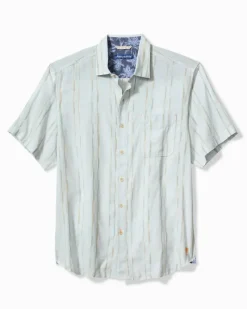 Tommy Bahama Sonora Stripe Linen-Blend Short-Sleeve Shirt Dew Drop Outlet