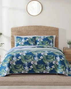 Tommy Bahama Southern Breeze 3-Piece Full/Queen Quilt Set Blue Sale