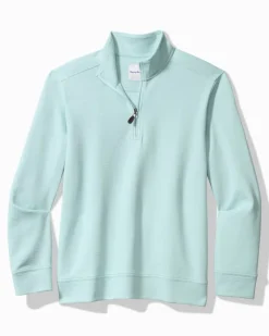 Tommy Bahama St. Kitts Half-Zip Sweatshirt Sterling Blue Clearance