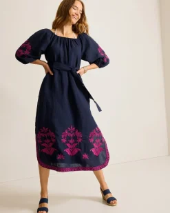 Tommy Bahama St. Lucia Embroidered Linen-Blend Coverup Dress Mare Navy Online