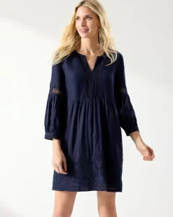 Tommy Bahama St. Lucia Linen-Blend Coverup Dress Mare Navy