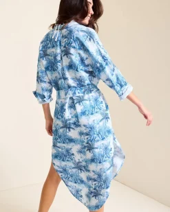 Tommy Bahama St. Lucia Linen-Blend Toile Coverup Shirt Dress Indigo Tide Sale