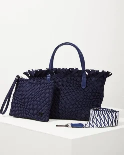 Tommy Bahama Taunton Fringe Top Small Tote & Wristlet Navy Discount