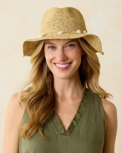 Tommy Bahama Taylor Straw Raffia Lux Hat Natural/Gold/White Clearance
