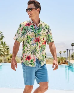 Tommy Bahama Tepito Garden IslandZone® Camp Shirt Coconut Cream New