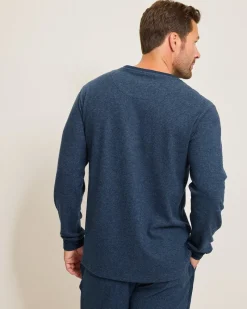 Tommy Bahama Textured Twill Stripe Crew Long-Sleeve Top Dark Moonlight Hot