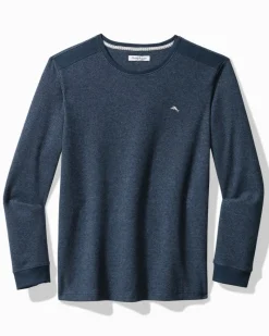 Tommy Bahama Textured Twill Stripe Crew Long-Sleeve Top Dark Moonlight Hot