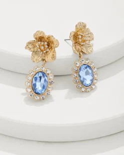 Tommy Bahama Tidal Treasure Floral Statement Drop Earrings Gold Hot