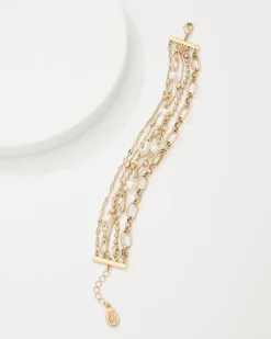 Tommy Bahama Tidal Treasure Pearl and Chain Layered Bracelet Gold Hot