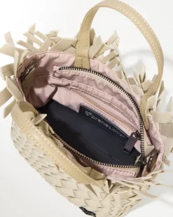 Tommy Bahama Tiny Mini Fringe Woven Tote Sand Hot