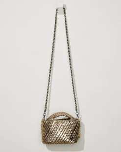 Tommy Bahama Tiny Mini Woven Crossbody Tote Gold Online