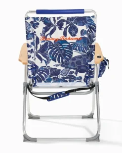 Tommy Bahama Orchid Turtle Highboy Chair Navy New