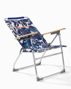 Tommy Bahama Orchid Turtle Highboy Chair Navy New