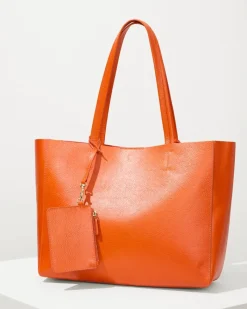 Tommy Bahama Perforated Leather Tote Orange Best