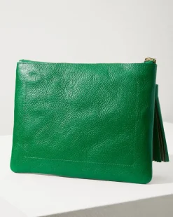Tommy Bahama Perforated Leather Pouch Green