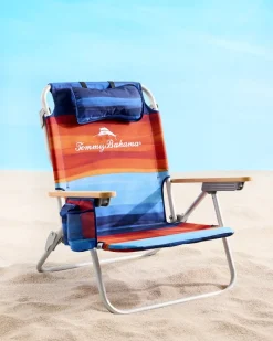 Tommy Bahama Sunset Stripe Deluxe Backpack Beach Chair Multicolor New