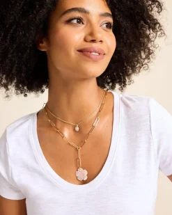 Tommy Bahama Tropical Blooms Hibiscus Charm Layered Necklace Pink Sale