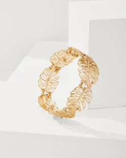 Tommy Bahama Tropical Blooms Monstera Stretch Bracelet Gold Discount