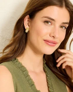 Tommy Bahama Tropical Blooms Pineapple Stud Earrings Gold