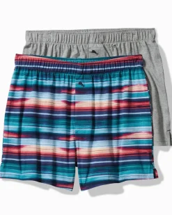 Tommy Bahama Tropical Print & Solid Knit Boxers—2-Pack Dark Navy Online