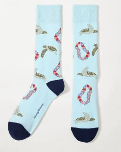 Tommy Bahama Turtle-ific Socks Sterling Blue Outlet