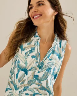 Tommy Bahama Two Palms Frond Valley Linen Shift Dress Sandstone Discount