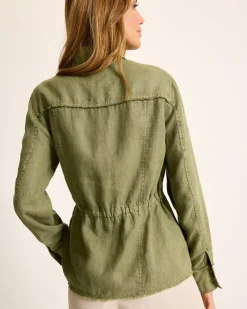 Tommy Bahama Two Palms Linen Raw-Edge Utility Jacket Tea Leaf Outlet