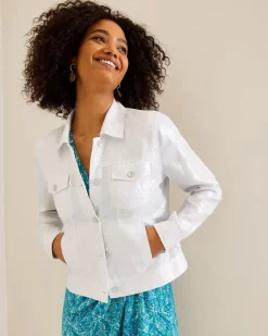 Tommy Bahama Two Palms Shimmer Linen Jacket White New