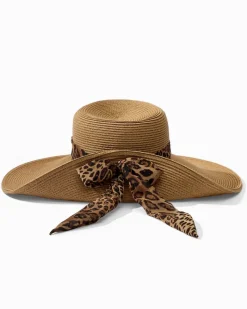 Tommy Bahama Ultra-Braid Fold Back Bow Hat Leopard