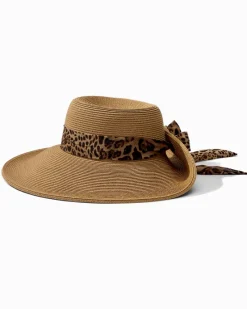 Tommy Bahama Ultra-Braid Fold Back Bow Hat Leopard