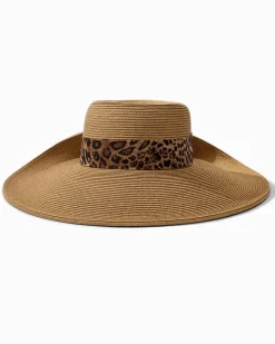 Tommy Bahama Ultra-Braid Fold Back Bow Hat Leopard