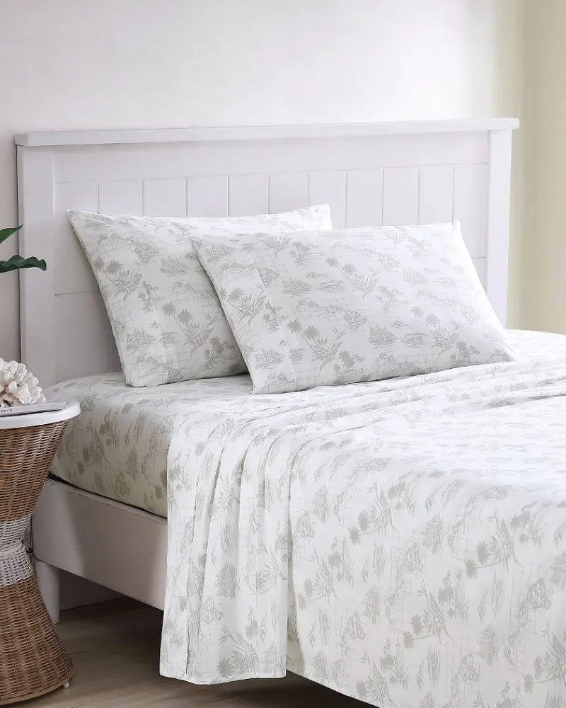 Tommy Bahama Vintage Map Sheet Set, King Grey Discount